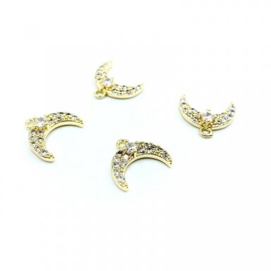 11x13mm 14k aukso sp. nerūdijančio plieno pakabukas mėnulis, 1vnt.