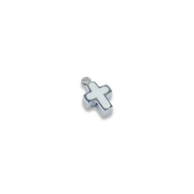 11x7mm platinos sp. nerūdijančio plieno pakabukas kryžius, 1vnt.