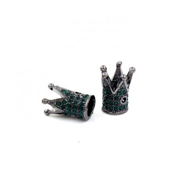 11x12mm juodintos sp. nerūdijančio plieno intarpas su cirkoniais karūna, 1vnt. 11x12mm juodintos sp. nerūdijančio plieno intarpas su cirkoniais karūna, 1vnt.