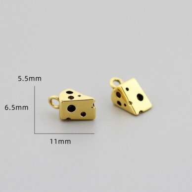 11x6,5mm 18k aukso sp. nerūdijančio plieno pakabukas sūris, 1vnt. 11x6,5mm 18k aukso sp. nerūdijančio plieno pakabukas sūris, 1vnt.
