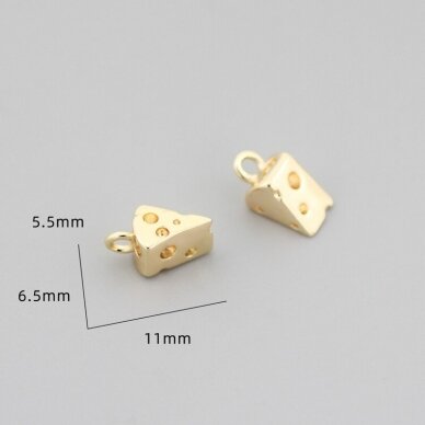 11x6,5mm rausvo aukso sp. nerūdijančio plieno pakabukas sūris, 1vnt. 11x6,5mm rausvo aukso sp. nerūdijančio plieno pakabukas sūris, 1vnt.