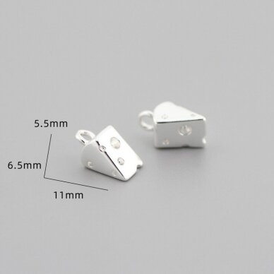 11x6,5mm sidabro sp. nerūdijančio plieno pakabukas sūris, 1vnt. 11x6,5mm sidabro sp. nerūdijančio plieno pakabukas sūris, 1vnt.