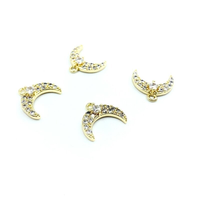 11x13mm 14k aukso sp. nerūdijančio plieno pakabukas mėnulis, 1vnt.