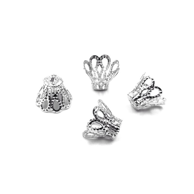 11x8mm nikelio sp. ažūrinės kepurėlės, 24vnt.