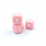 12mm rožinės sp. silikoninė K raidė, 1vnt.