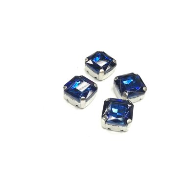 12mm indigo sp. kristalai sidabro sp. rėmeliuose, 4vnt