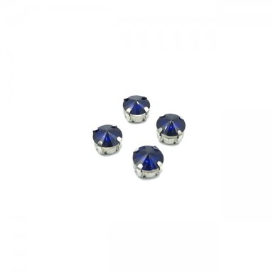 10mm indigo sp.apvalūs kristalai sidabro sp. rėmeliuose, 6vnt.