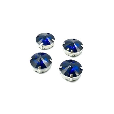 16mm indigo sp.apvalūs kristalai sidabro sp. rėmeliuose, 4vnt.