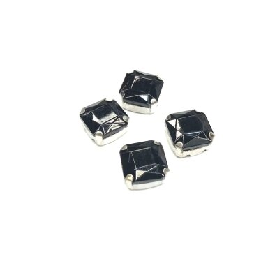 12mm juodos sp. kristalai sidabro sp. rėmeliuose, 4vnt