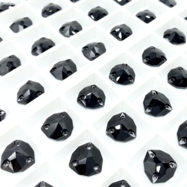 12mm juodos sp. trikampio formos prisiuvami kristalai, 2vnt.