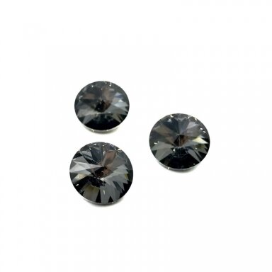 12mm pilkos sp. apvalūs kristalai be rėmelio, 4vnt.
