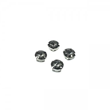12mm pilkos sp. apvalūs kristalai sidabro sp. rėmeliuose, 6vnt.