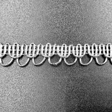12mm sidabro sp. sintetinis nėrinys, 1m