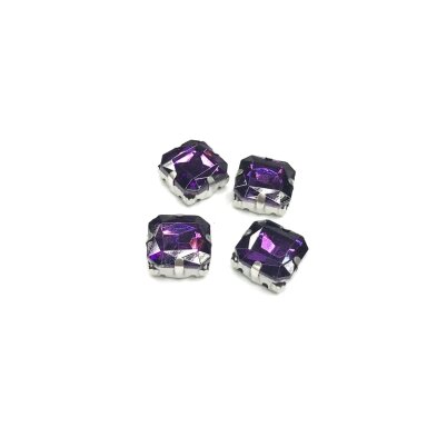 12mm violetinės sp. kristalai sidabro sp. rėmeliuose, 4vnt.
