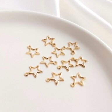 12x10mm 14k aukso sp. nerūdijančio plieno pakabukas žvaigždė, 2vnt. 12x10mm 14k aukso sp. nerūdijančio plieno pakabukas žvaigždė, 2vnt.