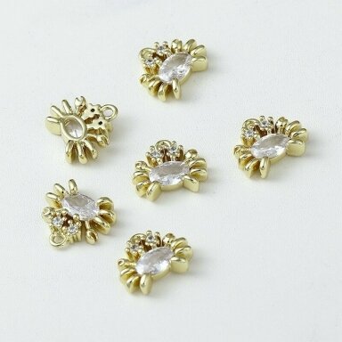 12x11mm 14k aukso sp. nerūdijančio plieno pakabukas krabas, 1vnt.