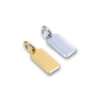 12x5mm nikelio sp. nerūdijančio plieno pakabukas, stačiakampio forma, 1vnt.