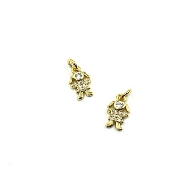 12x7mm aukso sp. nerūdijančio plieno pakabukas su cirkoniais mergaitė, 1vnt.