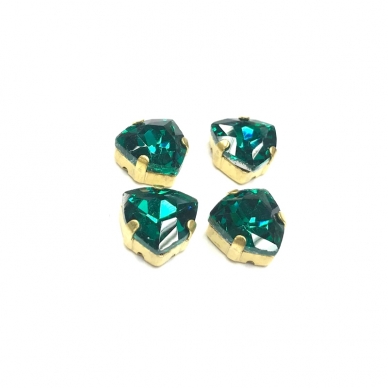 12mm Emerald sp. Trillion kristalai aukso sp. rėmeliuose, 4vnt