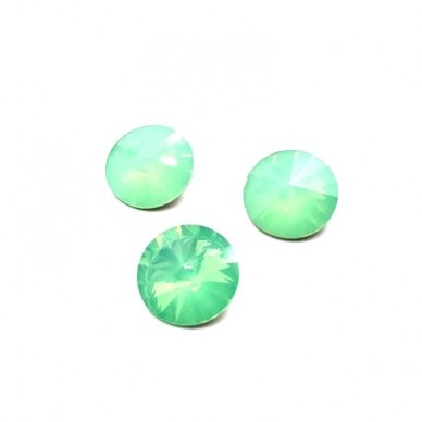 12mm mėnulio žalios sp. apvalūs kristalai be rėmelio, 4vnt.