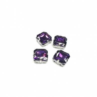 12mm violetinės sp. kristalai sidabro sp. rėmeliuose, 4vnt