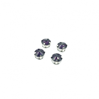 10mm violetinės sp.apvalūs kristalai sidabro sp. rėmeliuose, 6vnt.