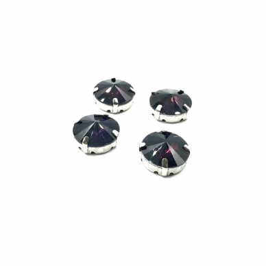 16mm violetinės sp.apvalūs kristalai sidabro sp. rėmeliuose, 4vnt.