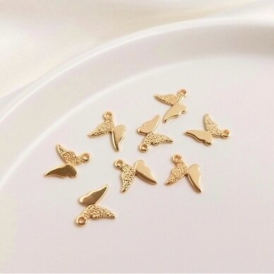 12x10mm 14k aukso sp. nerūdijančio plieno pakabukas drugelis, 1vnt. 12x10mm 14k aukso sp. nerūdijančio plieno pakabukas drugelis, 1vnt.