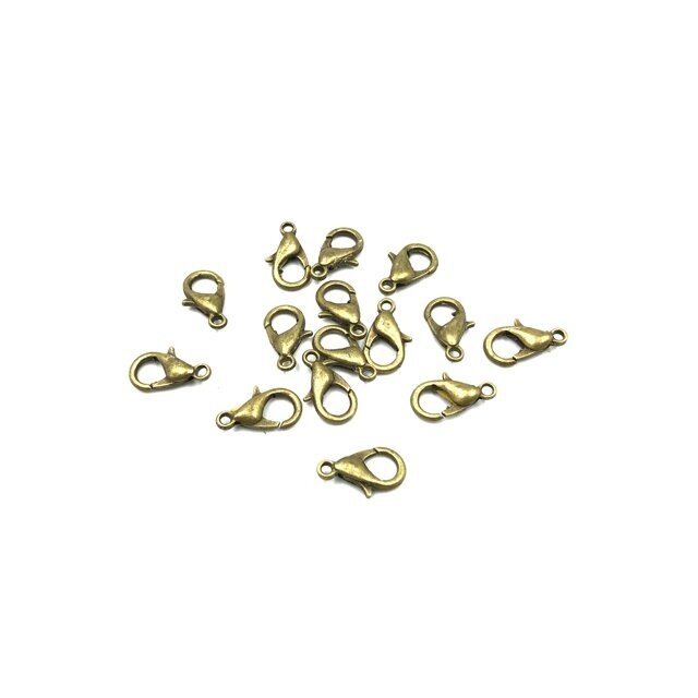 12mm žalvario sp. užsegimai karabinai, 15vnt.