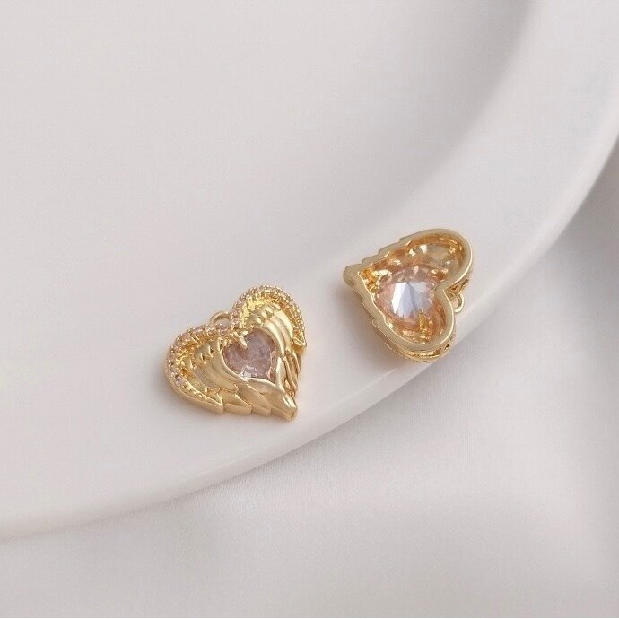 12x13mm 14k aukso sp. nerūdijančio plieno pakabukas širdis, 1vnt.