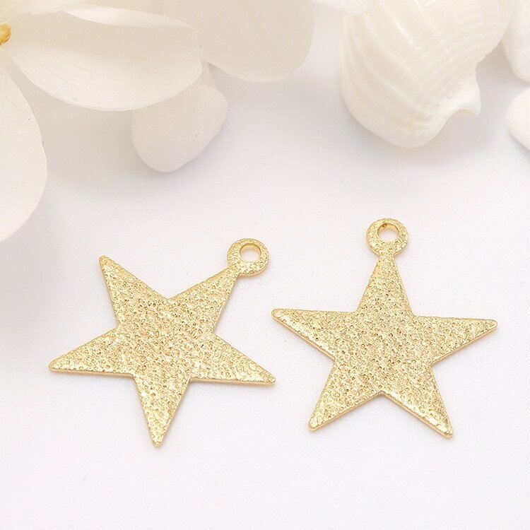 12x13mm 14k aukso sp. nerūdijančio plieno pakabukas žvaigždė, 2vnt.