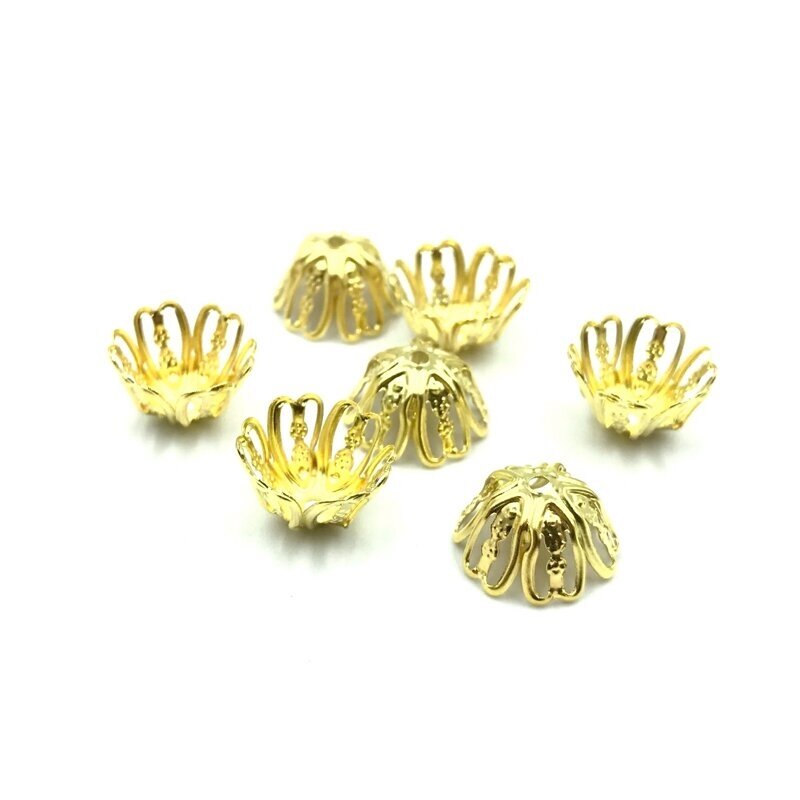 12mm aukso sp. ažūrinės kepurėlės, 25vnt.