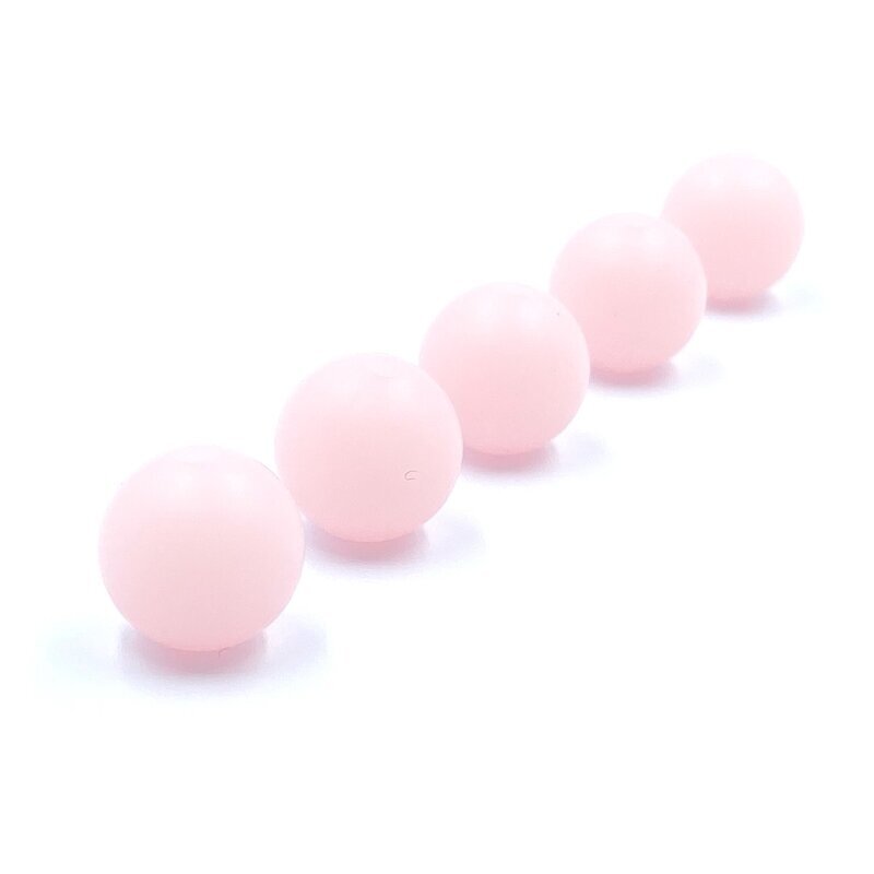 12mm rožinės sp. tamsoje šviečiantys silikoniniai karoliukai, 5vnt.