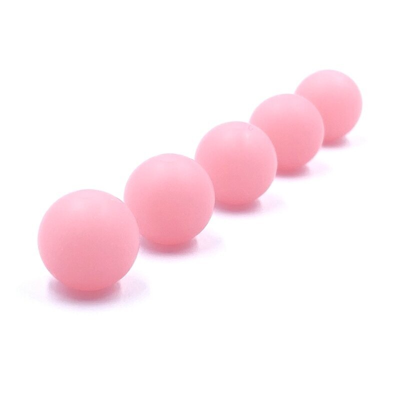 12mm rožinės sp. tamsoje šviečiantys silikoniniai karoliukai, 5vnt.