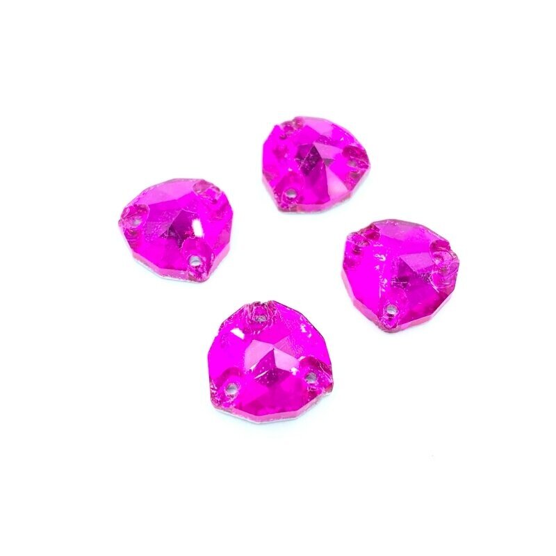 12x12mm ciklameno sp. trikampio formos prisiuvami kristalai, 4vnt.