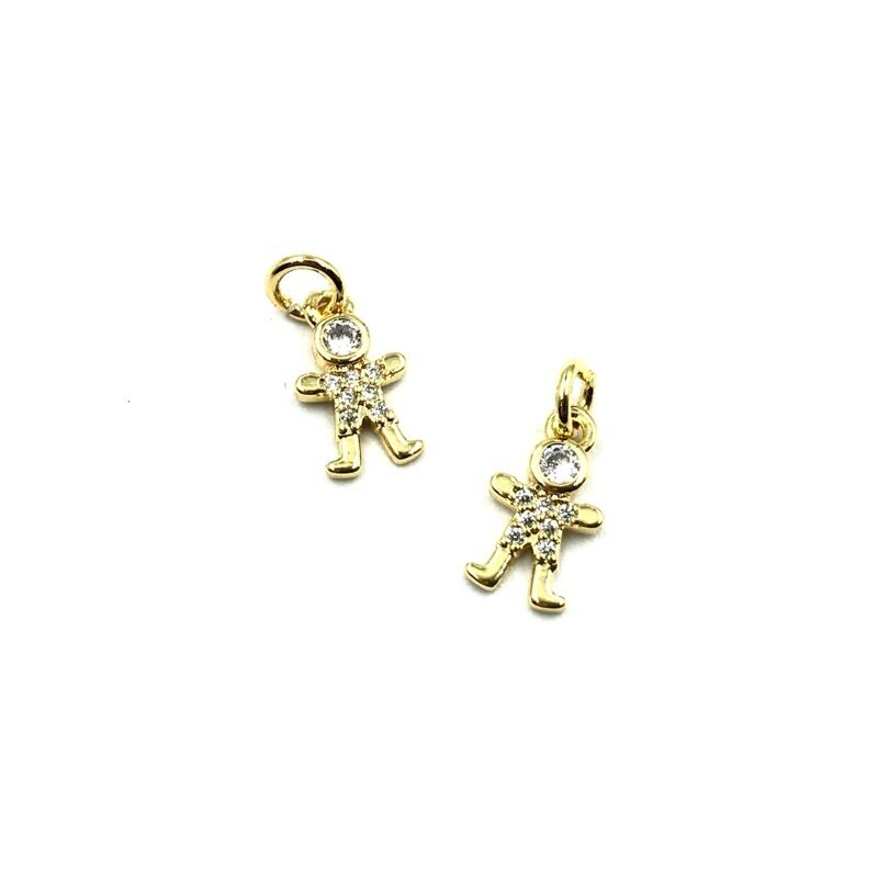 12x7mm aukso sp. nerūdijančio plieno pakabukas su cirkoniais berniukas, 1vnt.