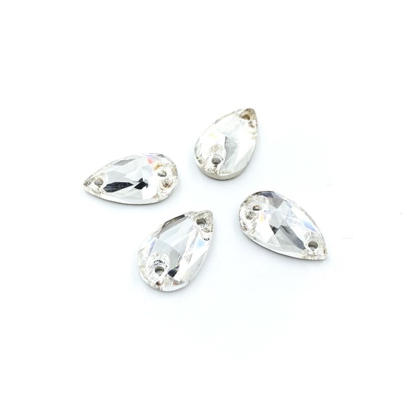 12x7mm crystal sp. lašo formos prisiuvami kristalai, 4vnt.