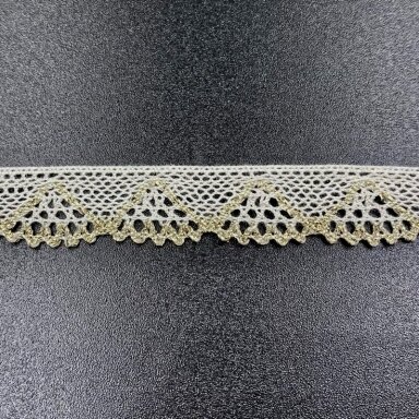 13mm kreminės ir aukso sp. medvilninis nėrinys, 1m