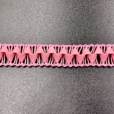 13mm rožinės sp. sintetinis nėrinys, 1m