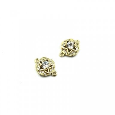 13x10mm aukso sp. nerūdijančio plieno pakabukas su cirkoniais, 1vnt.