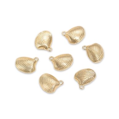 13x13mm 14k aukso sp. nerūdijančio plieno pakabukas kriauklė, 1vnt.
