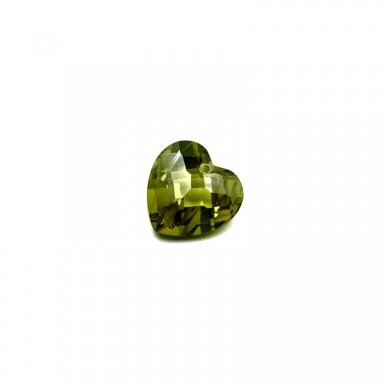 13x13mm žalsvos sp. širdies formos cirkonis, 1vnt.