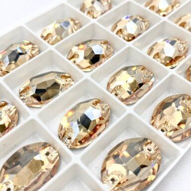 13x18mm šampaninės sp. ovalo formos prisiuvami kristalai, 2vnt.
