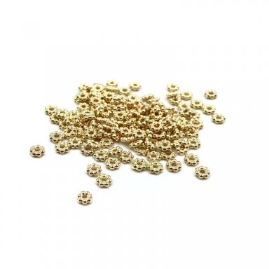 1,5x4mm rausvo aukso sp. plastiko intarpai gėlytės, 5g