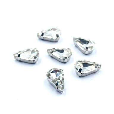 13x8mm crystal sp. kristalai sidabro sp. rėmeliuose, 6vnt.