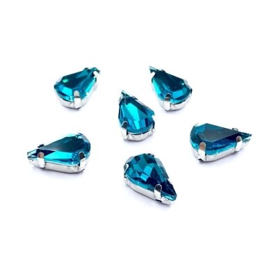 13x8mm electric sp. kristalai sidabro sp. rėmeliuose, 6vnt.