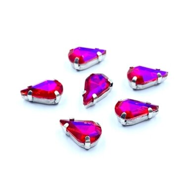 13x8mm Fuchsia sp. kristalai sidabro sp. rėmeliuose, 6vnt.