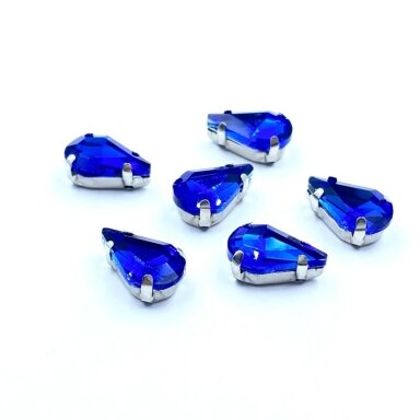 13x8mm mėlynos sp. kristalai sidabro sp. rėmeliuose, 6vnt.
