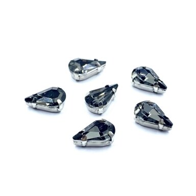 13x8mm pilkos sp. kristalai sidabro sp. rėmeliuose, 6vnt.