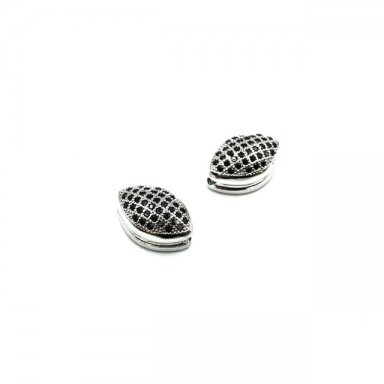 13x8mm sidabro sp. nerūdijančio plieno intarpas su cirkoniais, 1vnt. 13x8mm sidabro sp. nerūdijančio plieno intarpas su cirkoniais, 1vnt.